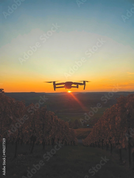 Fototapeta landing at sunset