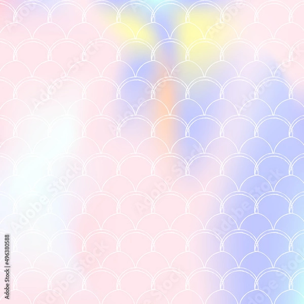Fototapeta Gradient mermaid background with holographic scales.