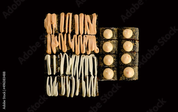 Fototapeta rolls on a black background with reflection