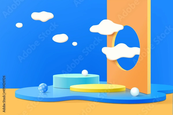 Fototapeta Abstract geometric shape background, modern minimalist mock up for podium display or showcase