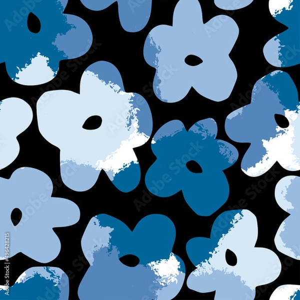 Obraz seamless mixed blue flower pattern background