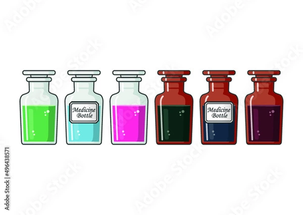 Obraz 透明薬瓶と遮光薬瓶のイラスト