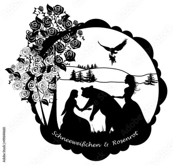 Obraz Schneeweißchen und Rosenrot