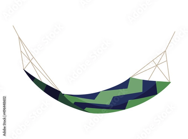 Fototapeta Hammock colorful. Summer recreation, relaxing, sleeping or resting accessory. Hanging fabric rope swinging. Modern relax decoration