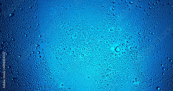 Fototapeta Drops of water Texture Closeup Abstract Blue