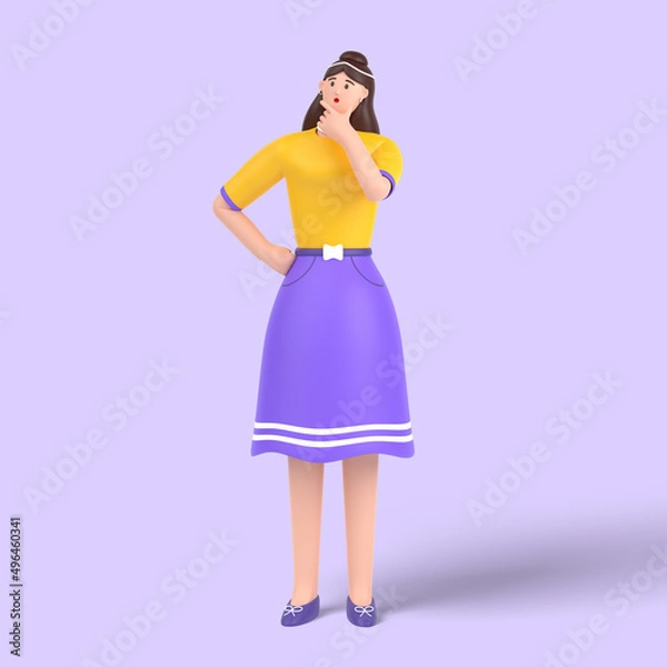 Obraz 3d female character is thinking