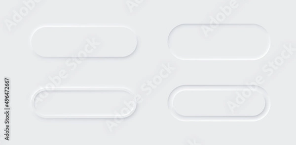 Obraz Neumorphic rectangle set. White style. Web elements. 3d design