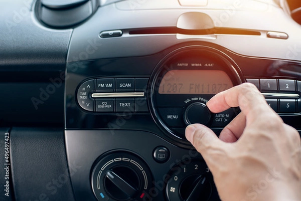 Fototapeta Modern car radio and CD player