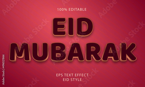 Fototapeta Eid Mubarak Editable Text Style Effect