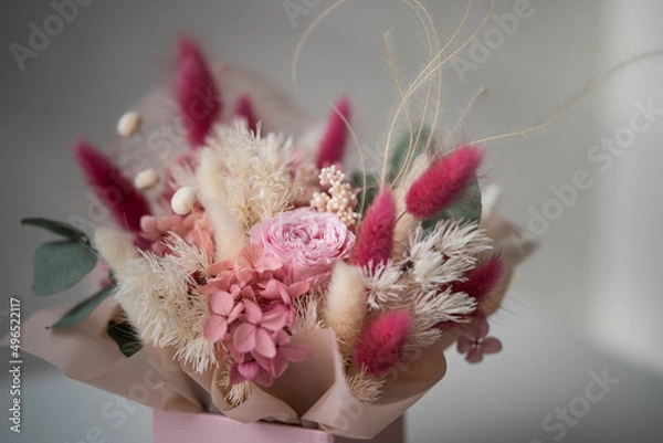 Obraz delicate composition of dry and stabilized flowers