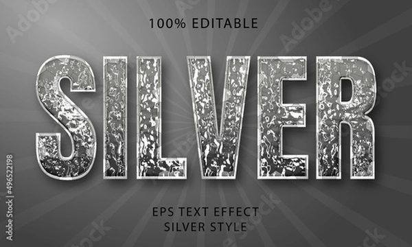 Fototapeta Silver Editable Text Style Effect
