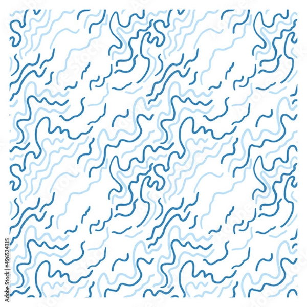 Fototapeta Seamless pattern with dark blue ink waves.