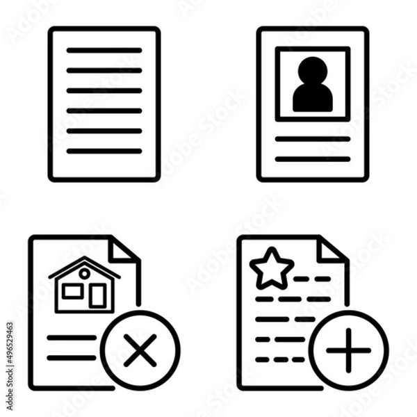 Fototapeta Docs1-2 Flat Icon Set Isolated On White Background