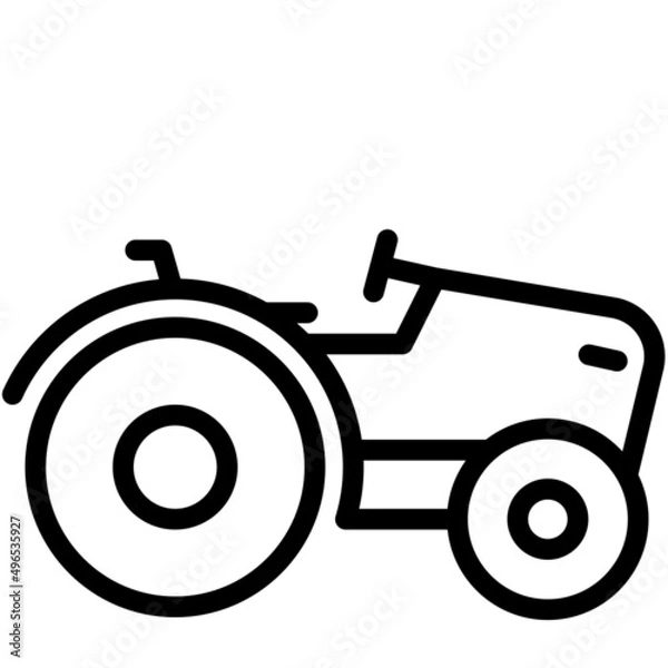 Fototapeta Simple modern agricultural tractor icon outlined isolated