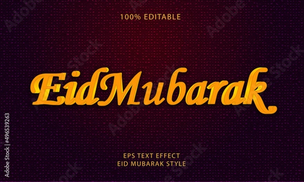 Fototapeta Eid Mubarak Editable Text Style Effect	
