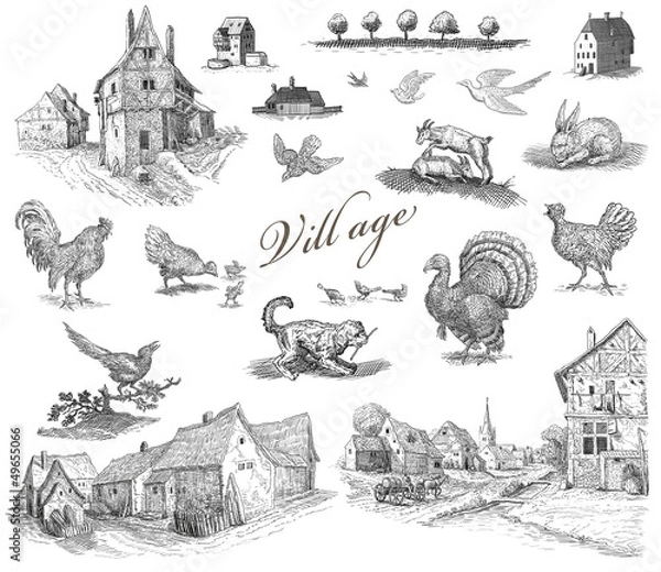 Obraz Old village illustration