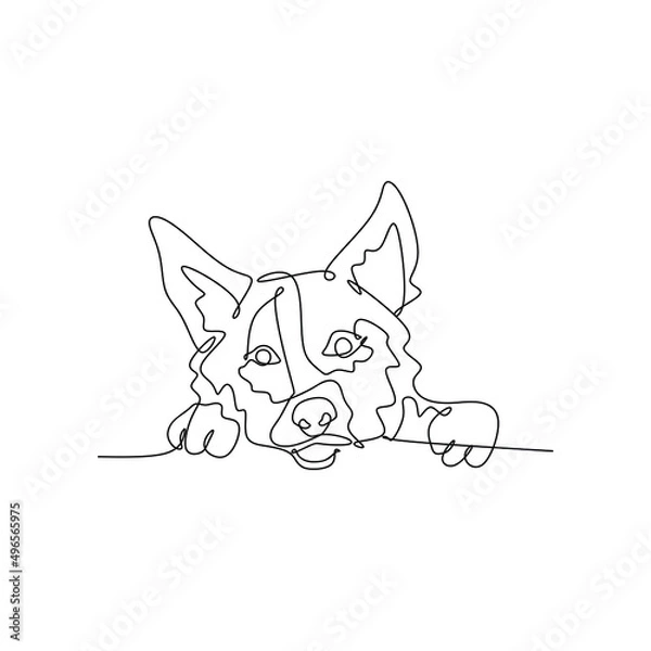 Obraz Dog Face Continuous Line Art