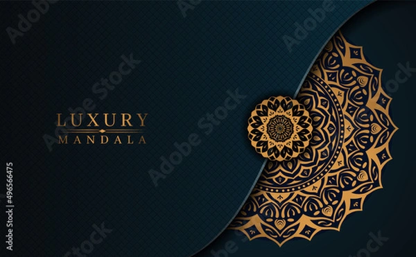 Obraz Ornamental mandala background with golden color arabesque floral Islamic east style