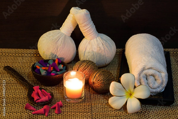 Obraz Thai spa massage setting on candlelight