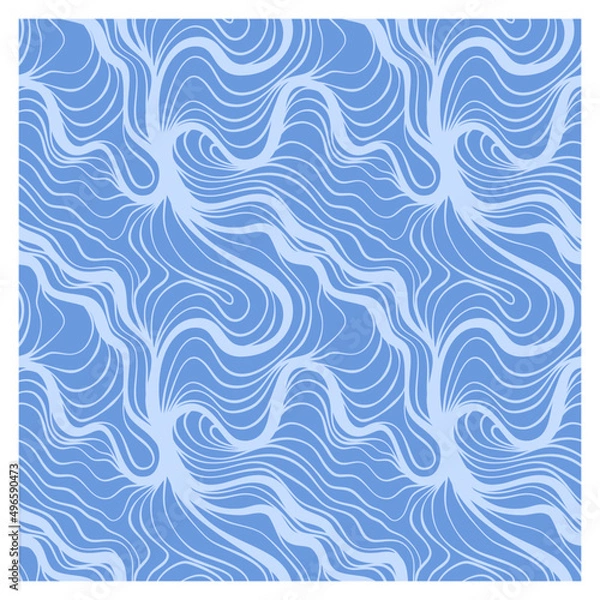 Fototapeta Seamless pattern with blue linear waves. Repeating texture.