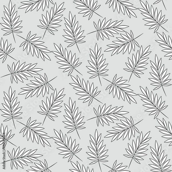 Fototapeta Vector seamless half-drop pattern, with leaves 