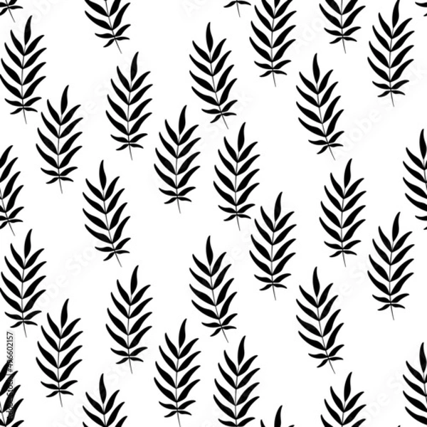 Obraz Vector seamless half-drop pattern, with leaves