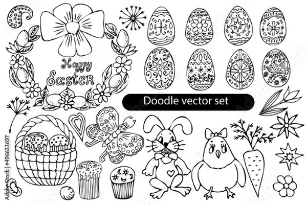 Obraz Easter Clipart. Easter Bundle. Easter Bunny Clipart. Easter Chick Clipart. Easter Eggs Clipart. 