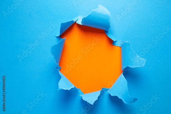 Fototapeta Gray torn paper background texture. Grey abstract paper