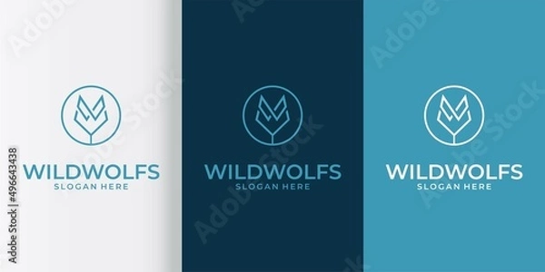 Obraz abstract wolf circle logo premium vector