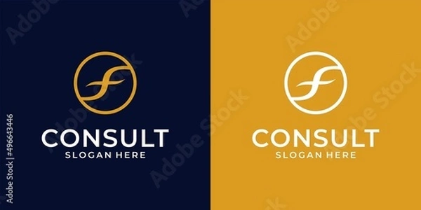 Fototapeta circle consulting logo intial f premium vector