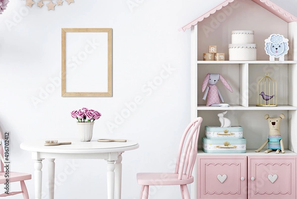 Fototapeta Mock up poster in child room
