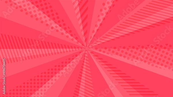 Fototapeta 模様が入っているお洒落なサンバースト集中線背景素材　赤
