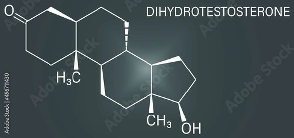 Fototapeta Dihydrotestosterone (DHT, androstanolone, stanolone) hormone molecule. Skeletal formula.