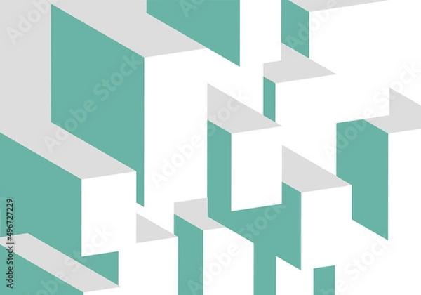 Fototapeta シンプルでモダンな緑とグレーの長方体の背景イメージイラスト