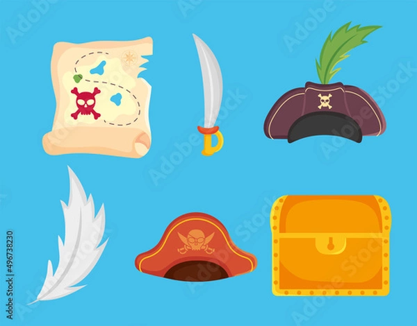Fototapeta pirate symbols icon set