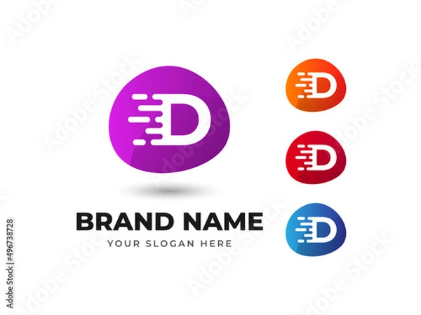 Fototapeta Letter D Fast Speed Technology Abstract Colorful Vector Logo Design
