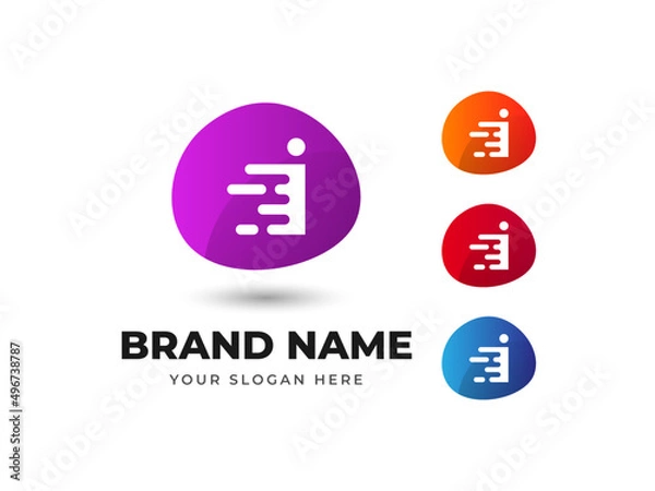 Fototapeta Letter I Fast Speed Technology Abstract Colorful Vector Logo Design