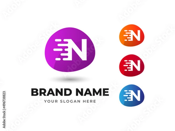 Fototapeta Letter N Fast Speed Technology Abstract Colorful Vector Logo Design
