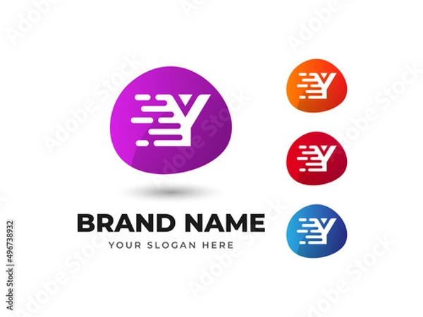 Fototapeta Letter Y Fast Speed Technology Abstract Colorful Vector Logo Design