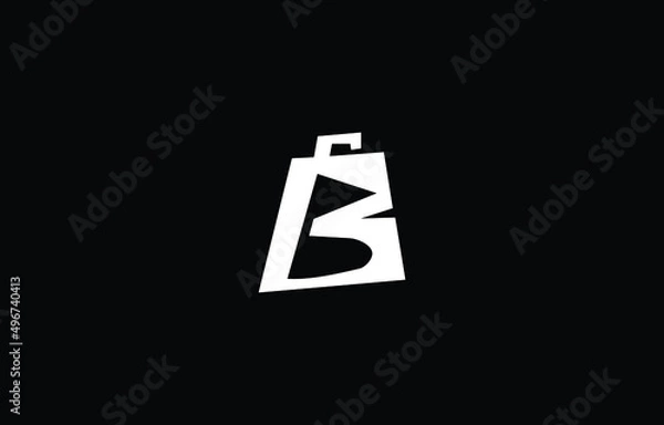 Fototapeta Abstract unique modern minimal alphabet letter icon  Shopping Bag Letter B logo 