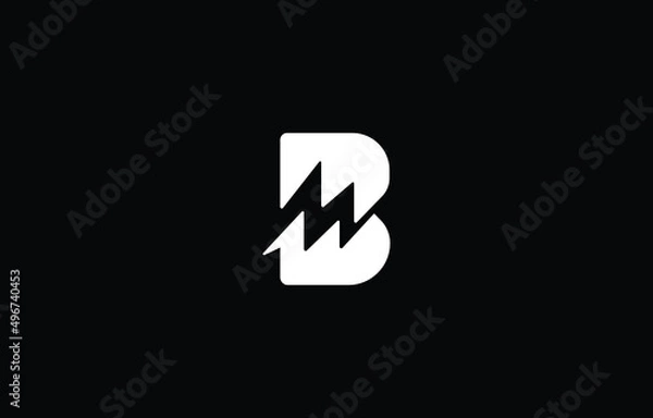 Fototapeta Abstract unique modern minimal alphabet letter icon Electric Letter B App logo 