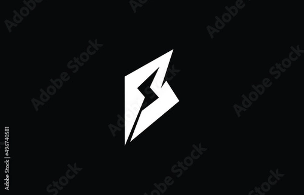 Fototapeta Abstract unique modern minimal alphabet letter icon Thunder B logo 