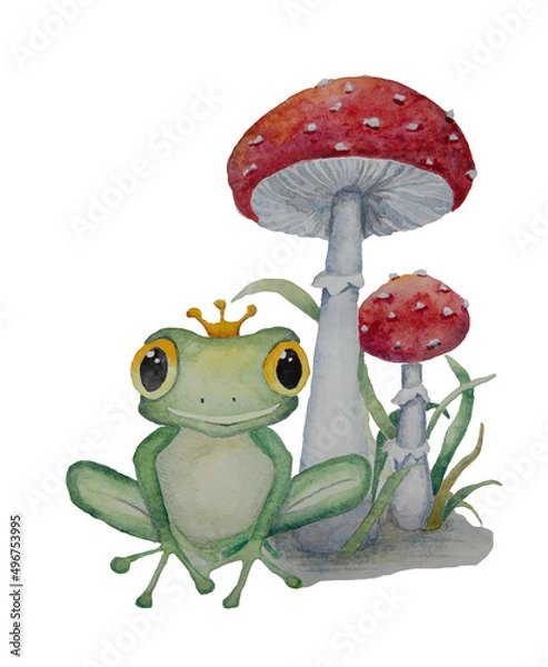 Obraz Cute frog illustration. Isolated on white.