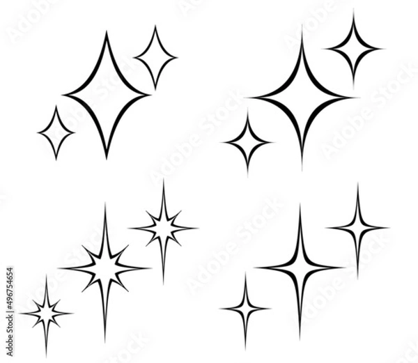 Fototapeta 白黒のキラキライラストのセット