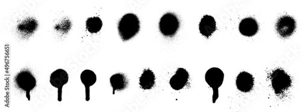 Fototapeta A collection of spray paint brush, splatter patterns, texture, ink drop on vector.