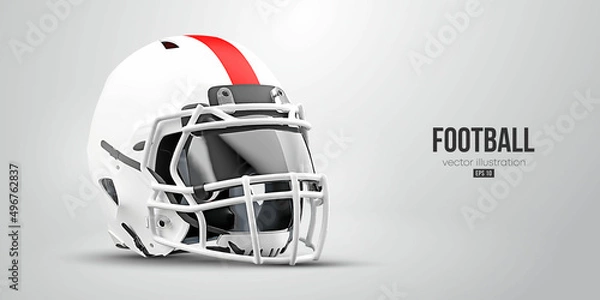 Obraz Realistic silhouette of a NFL american football helmet man in action isolated white background. Vector illustration