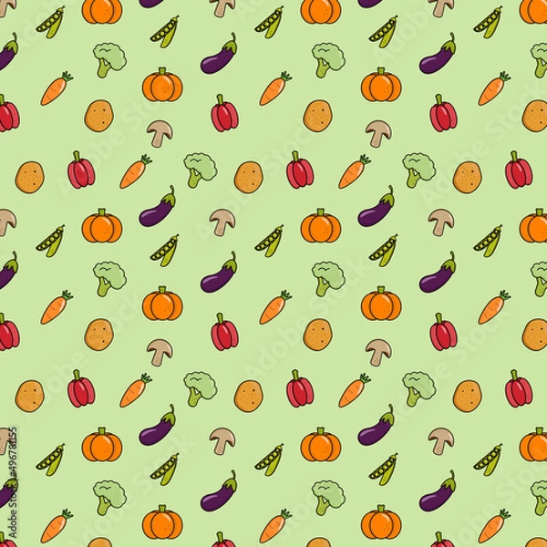 Fototapeta Vegetables pattern with green background