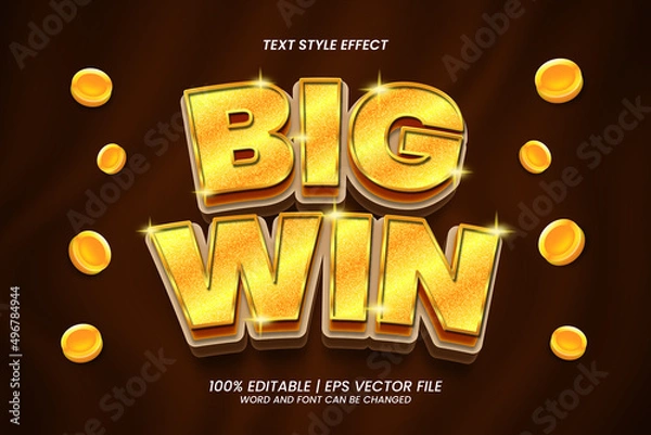 Obraz 3d Bold Big Win Edditable Text Effect