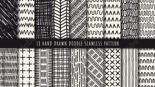 Fototapeta Hand drawn abstract seamless pattern