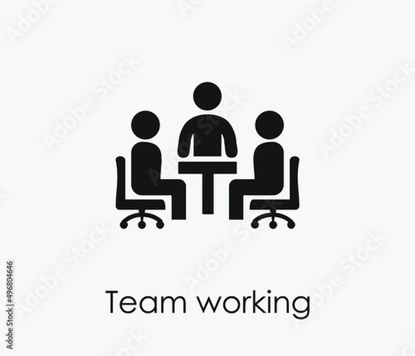 Fototapeta Team working vector icon. Editable stroke. Symbol in Line Art Style for Design, Presentation, Website or Apps Elements, Logo. Pixel vector graphics - Vector